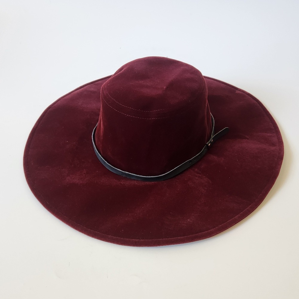 San Diego Hat Company Wide Brim Velvet Hat Burgundy Red Dark Academia Whimsigoth